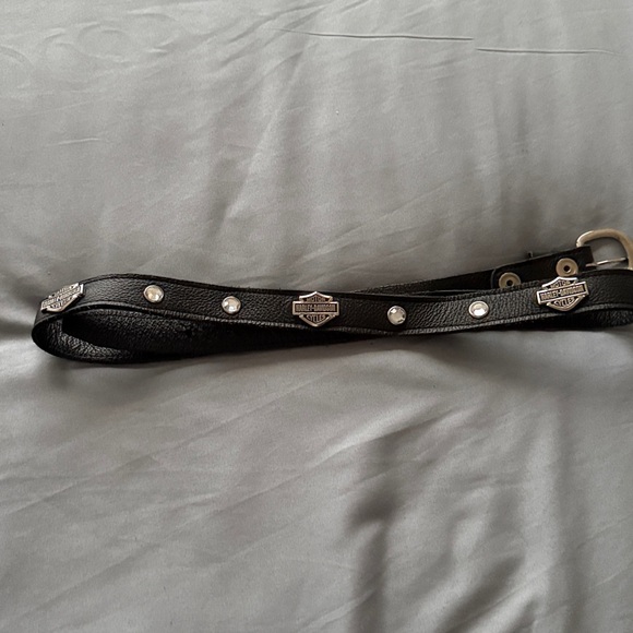 Harley-Davidson Black Leather Belt with Silver Accents - Picture 2 of 6